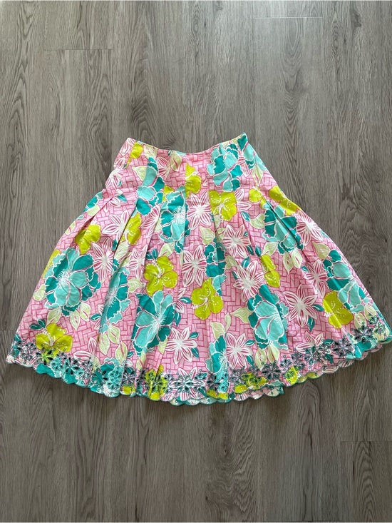 Lilly Pulitzer Dresses & Skirts - Lily Pulitzer Floral A-Line Cotton Skirt in Pink & Teal